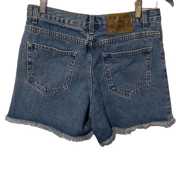 Vintage Bugle Boy Size 8 Women's Blue Frayed Shorts High Waisted Frayed Cut-off - Picture 4 of 11